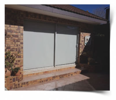 his Shearweave range Roller Blind on a sliding door creates a one way view. his Shearweave range Roller Blind on a sliding door creates a one way view.